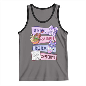 Anime Ramen Boba Sketching Tank Top Kawaii Girl Bubble Tea Otaku Manga Lover Japanese Pop Culture TS02 Deep Heather Black Print Your Wear