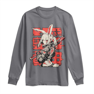 Anime Manga Cyberpunk Long Sleeve Shirt Techwear Harajuku Style Bunny Girl TS02 Charcoal Print Your Wear
