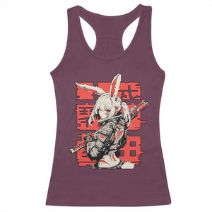 Anime Manga Cyberpunk Racerback Tank Top Techwear Harajuku Style Bunny Girl TS02 Maroon Print Your Wear