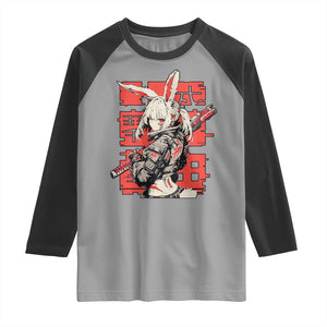 Anime Manga Cyberpunk Raglan Shirt Techwear Harajuku Style Bunny Girl TS02 Sport Gray Black Print Your Wear