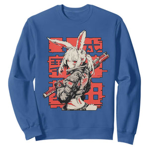 Anime Manga Cyberpunk Sweatshirt Techwear Harajuku Style Bunny Girl TS02 Royal Blue Print Your Wear