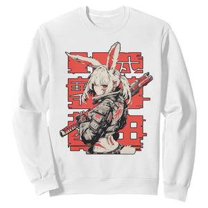 Anime Manga Cyberpunk Sweatshirt Techwear Harajuku Style Bunny Girl TS02 White Print Your Wear