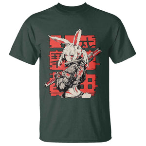 Anime Manga Cyberpunk T Shirt Techwear Harajuku Style Bunny Girl TS02 Dark Forest Green Print Your Wear