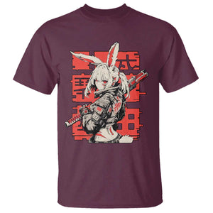 Anime Manga Cyberpunk T Shirt Techwear Harajuku Style Bunny Girl TS02 Maroon Print Your Wear