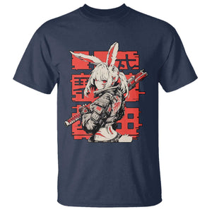 Anime Manga Cyberpunk T Shirt Techwear Harajuku Style Bunny Girl TS02 Navy Print Your Wear
