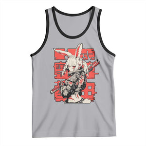 Anime Manga Cyberpunk Tank Top Techwear Harajuku Style Bunny Girl TS02 Athletic Heather Black Print Your Wear