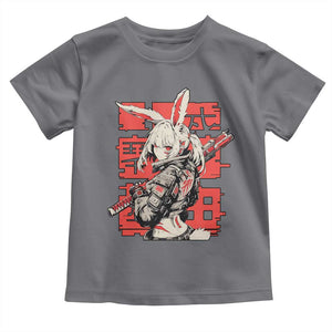 Anime Manga Cyberpunk Toddler T Shirt Techwear Harajuku Style Bunny Girl TS02 Charcoal Print Your Wear
