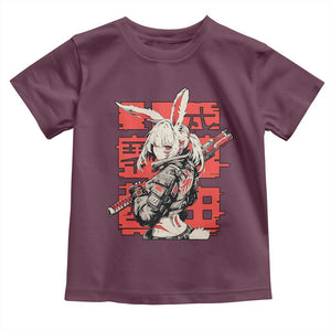 Anime Manga Cyberpunk Toddler T Shirt Techwear Harajuku Style Bunny Girl TS02 Maroon Print Your Wear