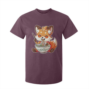 Kawaii Fox Ramen Japanese T Shirt For Kid Japanese Anime Otaku Manga Cute Graphic TS02 Maroon Print Your Wear