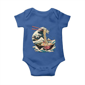 Japanese Kanagawa Wave Ramen Bowl Graphic Baby Onesie Retro Anime Noodles Art TS02 Royal Blue Print Your Wear