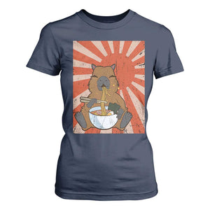 Kawaii Capybara Ramen T Shirt For Women Cute Capy Meme Japanese Noodles Lover TS02 Navy Print Your Wear