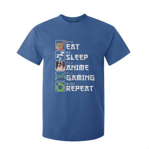 Eat Sleep Anime Gaming Repeat T Shirt For Kid Kawaii Otaku Gamer Manga Lover TS02 Royal Blue Print Your Wear