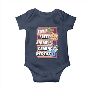 Eat Sleep Anime Gaming Repeat Baby Onesie Kawaii Otaku Manga Ramen Lover TS02 Navy Print Your Wear