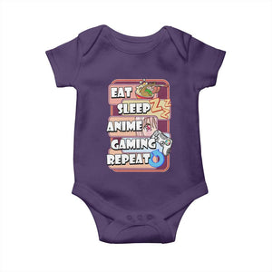 Eat Sleep Anime Gaming Repeat Baby Onesie Kawaii Otaku Manga Ramen Lover TS02 Purple Print Your Wear