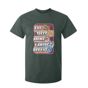 Eat Sleep Anime Gaming Repeat T Shirt For Kid Kawaii Otaku Manga Ramen Lover TS02 Dark Forest Green Print Your Wear
