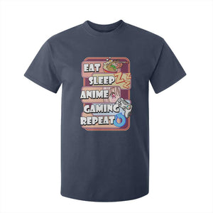 Eat Sleep Anime Gaming Repeat T Shirt For Kid Kawaii Otaku Manga Ramen Lover TS02 Navy Print Your Wear