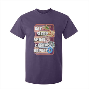 Eat Sleep Anime Gaming Repeat T Shirt For Kid Kawaii Otaku Manga Ramen Lover TS02 Purple Print Your Wear