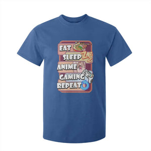 Eat Sleep Anime Gaming Repeat T Shirt For Kid Kawaii Otaku Manga Ramen Lover TS02 Royal Blue Print Your Wear