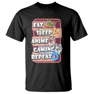 Eat Sleep Anime Gaming Repeat T Shirt Kawaii Otaku Manga Ramen Lover TS02 Black Print Your Wear