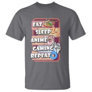 Eat Sleep Anime Gaming Repeat T Shirt Kawaii Otaku Manga Ramen Lover TS02 Charcoal Print Your Wear