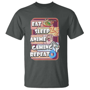 Eat Sleep Anime Gaming Repeat T Shirt Kawaii Otaku Manga Ramen Lover TS02 Dark Heather Print Your Wear