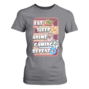 Eat Sleep Anime Gaming Repeat T Shirt For Women Kawaii Otaku Manga Ramen Lover TS02 Charcoal Print Your Wear