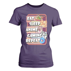 Eat Sleep Anime Gaming Repeat T Shirt For Women Kawaii Otaku Manga Ramen Lover TS02 Purple Print Your Wear
