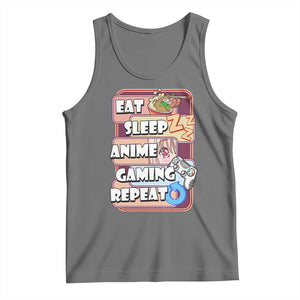Eat Sleep Anime Gaming Repeat Tank Top Kawaii Otaku Manga Ramen Lover TS02 Black Heather Print Your Wear