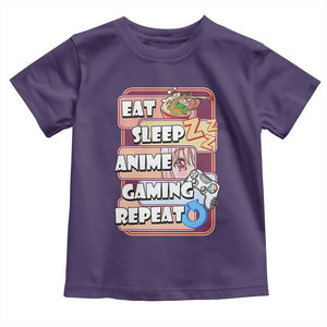 Eat Sleep Anime Gaming Repeat Toddler T Shirt Kawaii Otaku Manga Ramen Lover TS02 Purple Print Your Wear