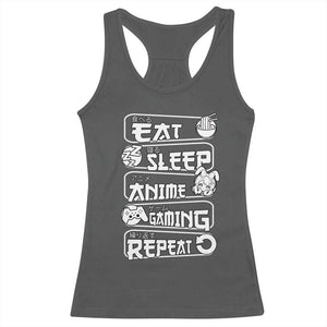 Eat Sleep Anime Gaming Repeat Racerback Tank Top Otaku Gamer Manga Lover TS02 Dark Heather Print Your Wear