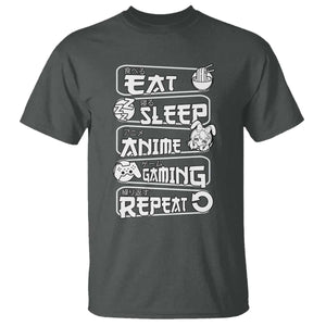 Eat Sleep Anime Gaming Repeat T Shirt Otaku Gamer Manga Lover TS02 Dark Heather Print Your Wear