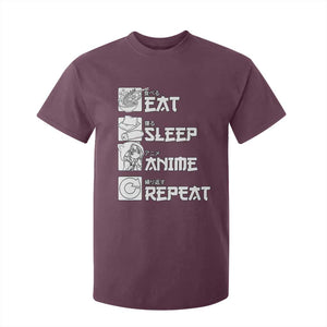 Eat Sleep Anime Repeat T Shirt For Kid Japan Otaku Manga Lover TS02 Maroon Print Your Wear