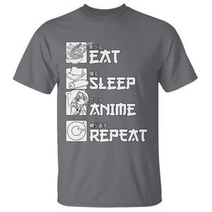 Eat Sleep Anime Repeat T Shirt Japan Otaku Manga Lover TS02 Charcoal Print Your Wear