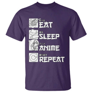 Eat Sleep Anime Repeat T Shirt Japan Otaku Manga Lover TS02 Purple Print Your Wear