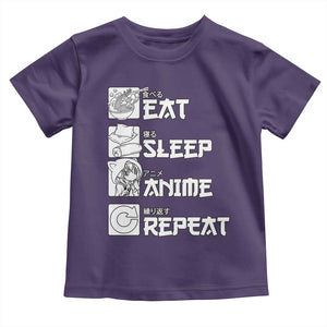 Eat Sleep Anime Repeat Toddler T Shirt Japan Otaku Manga Lover TS02 Purple Print Your Wear