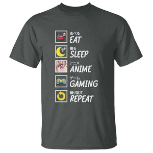 Eat Sleep Anime Gaming Repeat T Shirt Kawaii Otaku Gamer Manga Ramen Lover TS02 Dark Heather Print Your Wear