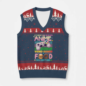 Anime Video Games Food V-Neck Knit Sweater Vest Japan Kawaii Gamer Otaku Aesthetic TS02 Navy Red Print Your Wear