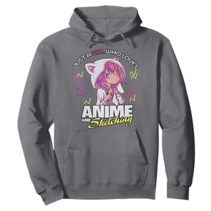Just A Girl Who Loves Anime and Sketching Hoodie Japan Kawaii Otaku Manga Lover TS02 Charcoal Print Your Wear