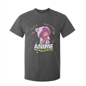 Just A Girl Who Loves Anime and Sketching T Shirt For Kid Japan Kawaii Otaku Manga Lover TS02 Dark Heather Print Your Wear