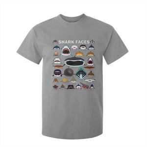 Shark Faces T Shirt For Kid Type Of Sharks Identification Marine Biology TS02 Sport Gray Print Your Wear