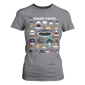 Shark Faces T Shirt For Women Type Of Sharks Identification Marine Biology TS02 Charcoal Print Your Wear