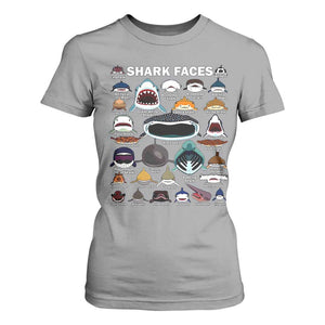 Shark Faces T Shirt For Women Type Of Sharks Identification Marine Biology TS02 Sport Gray Print Your Wear