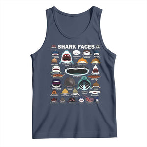 Shark Faces Tank Top Type Of Sharks Identification Marine Biology TS02 Navy Print Your Wear