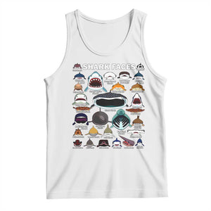 Shark Faces Tank Top Type Of Sharks Identification Marine Biology TS02 White Print Your Wear