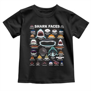 Shark Faces Toddler T Shirt Type Of Sharks Identification Marine Biology TS02 Black Print Your Wear