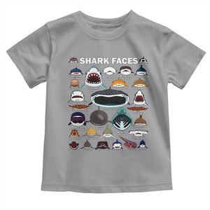 Shark Faces Toddler T Shirt Type Of Sharks Identification Marine Biology TS02 Sport Gray Print Your Wear