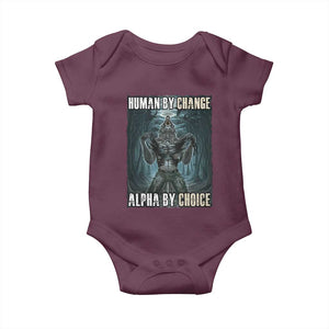 Funny Alpha Wolf Meme Baby Onesie Human By Chance Alpha By Choice Cool Funny Alpha Wolf Meme TS02 Maroon Print Your Wear