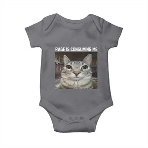 Funny Silly Cat Meme Baby Onesie Rage Is Consuming Me Staring TS02 Charcoal Print Your Wear