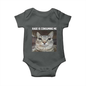 Funny Silly Cat Meme Baby Onesie Rage Is Consuming Me Staring TS02 Dark Heather Print Your Wear