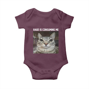 Funny Silly Cat Meme Baby Onesie Rage Is Consuming Me Staring TS02 Maroon Print Your Wear